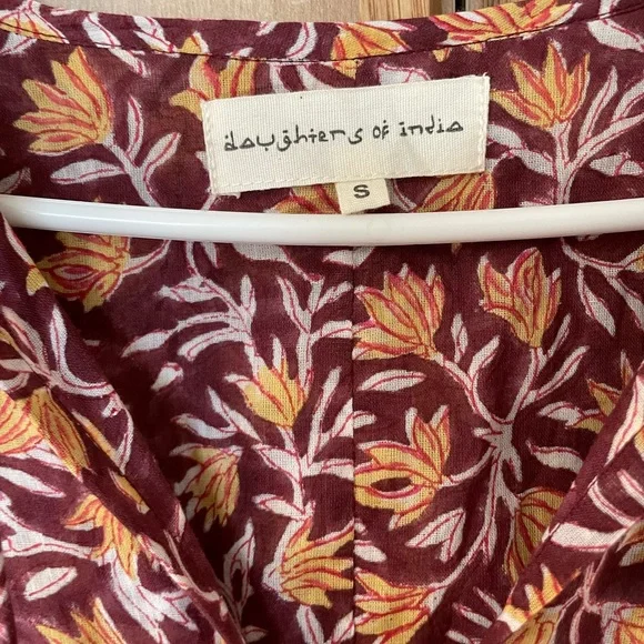 Daughters of India Maroon and Yellow Floral Dress - Picture 6 of 7